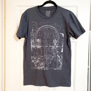 Apt.9 Music tech themed short sleeve tee gray black Small computer graphics